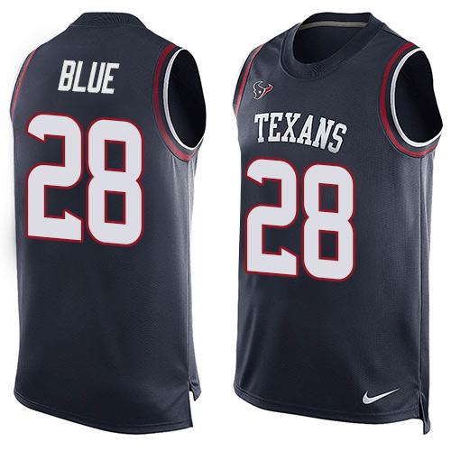 Nike Texans #28 Alfred Blue Navy Blue Team Color Men's Stitched NFL Limited Tank Top Jersey - Click Image to Close